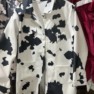 Cow Print Jacket with Black and White Design